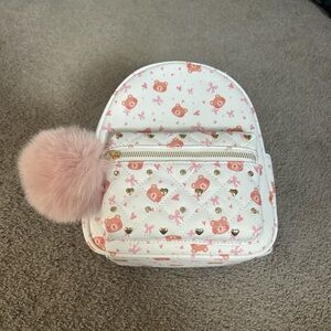 White and Pink Bear Mini Backpack